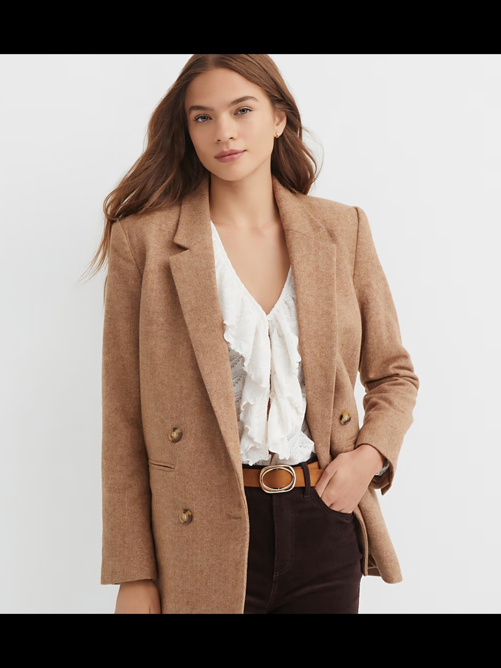 LOFT Herringbone Relaxed Blazer Sz M